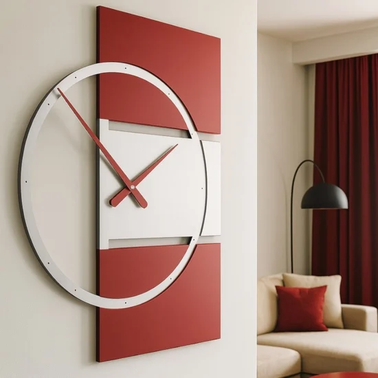 Adam orologio da parete moderno legno rosso rubino