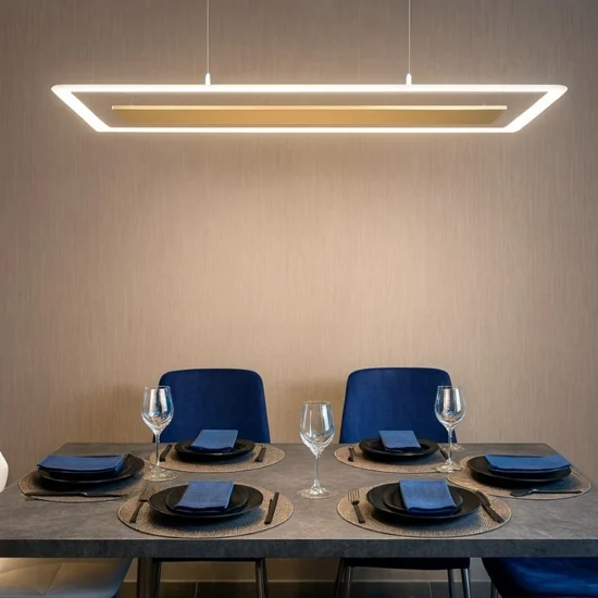 Antille oro linea light lampadario led 45w 3000k moderno