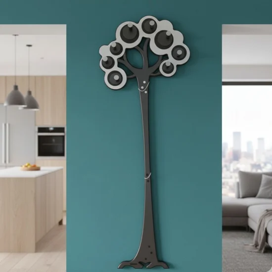 Appendiabiti albero da parete legno colore bianco grigio