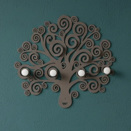 Appendiabiti da parete albero della vita metallo colore fango