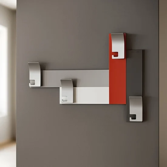 Appendiabiti da parete design moderno rosso rubino bianco grigio