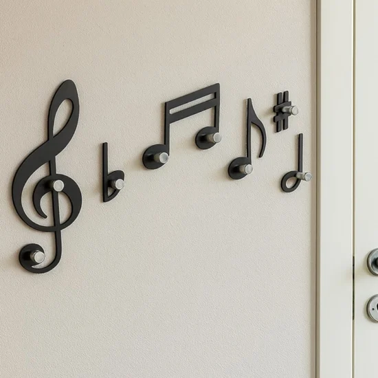 Appendiabiti da parete design musicale verdi nero