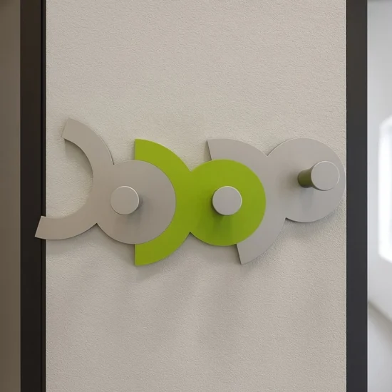 Appendiabiti da parete diennea moderno mela verde e grigio legno