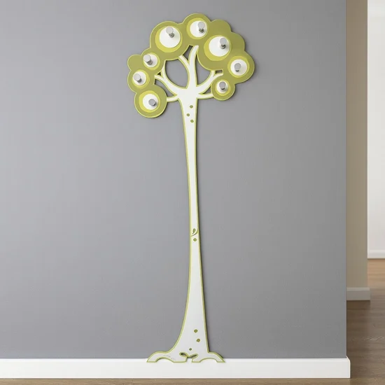 Appendiabiti da parete moderno albero legno colore verde oliva