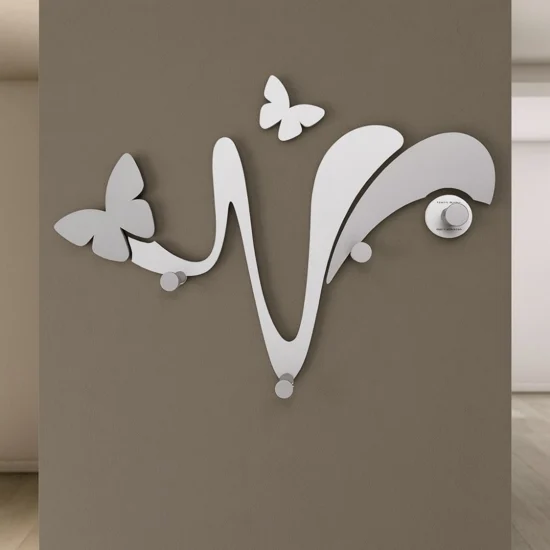 Appendiabiti da parete moderno farfalle legno bianco grigio