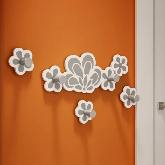 Appendiabiti da parete moderno legno bianco grigio merletto