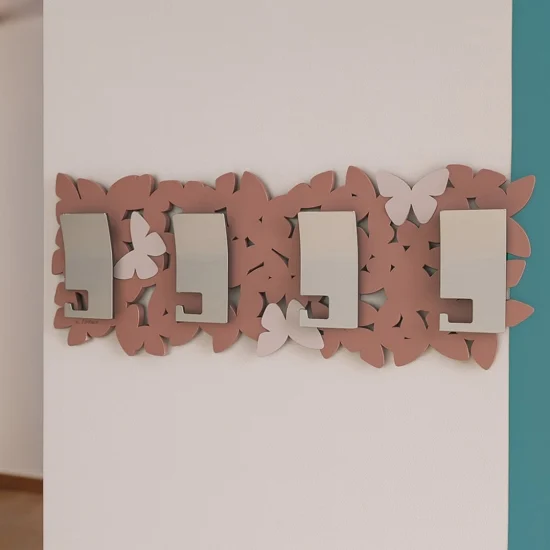 Appendiabiti da parete moderno legno colore rosa nuvola