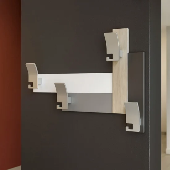 Appendiabiti da parete moderno legno rovere breeze 4 ganci