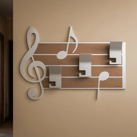 Appendiabiti da parete musicale legno colore alluminio tortora