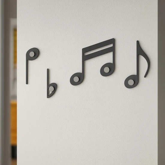 Appendiabiti da parete originale note musicali legno colore nero