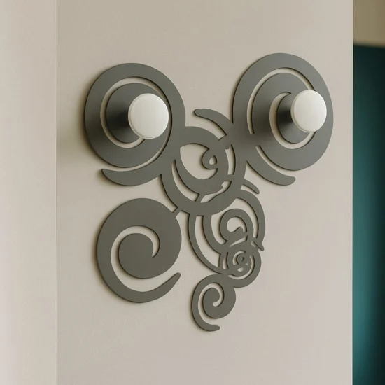 Appendiabiti da parete per ingresso moderno 2 ganci design riccioli fango