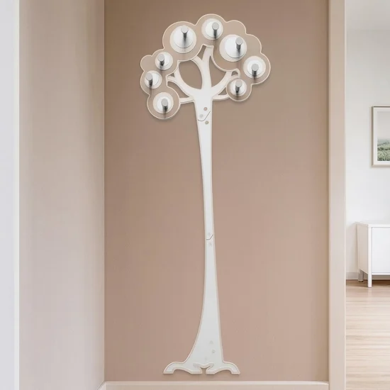 Appendiabiti design albero da parete moderno legno colore caffelatte