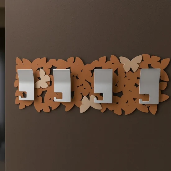 Appendiabiti moderno farfalle da parete colore abbronzato arancione