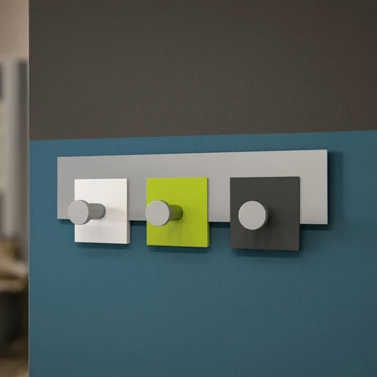 Appendiabiti a muro moderno 3 ganci stripes verde mela bianco grigio