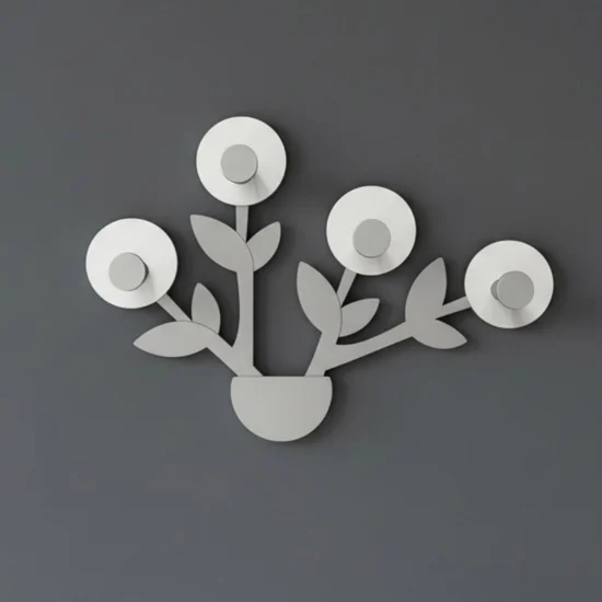 Appendiabiti particolare da parete per ingresso design legno bianco grigio