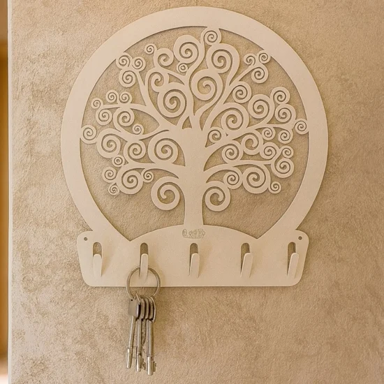 Appendichiavi da parete metallo albero della vita avorio