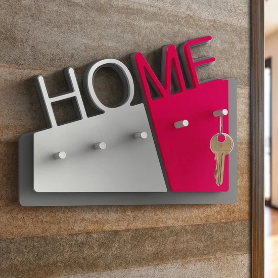 Appendichiavi a parete home moderno magnetico legno colore fucsia