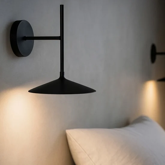 Applique da comodino poe led 3000k nera moderna