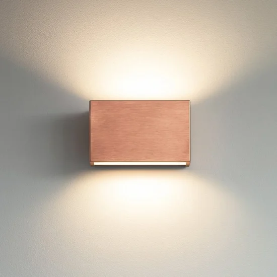 Applique led 10w 3000k rame bi emissione box w2 linea light
