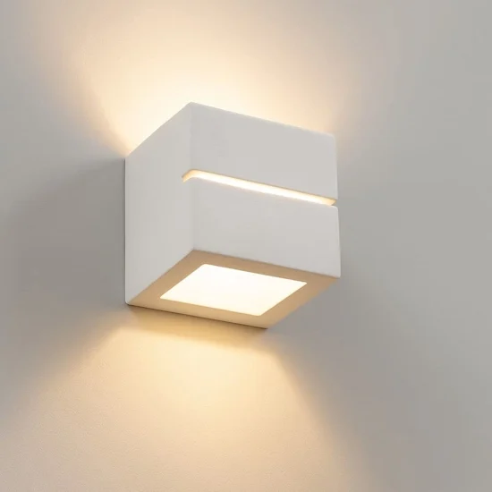 Applique moderna cubo di gesso bianco pitturabile per interni
