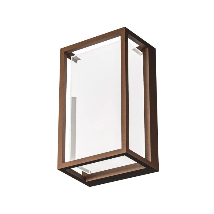 Applique/Plafonnier Extérieur LED GEA - GES2102 Aluminium Marron Méthacrylate Blanc LED L. 14,5x24