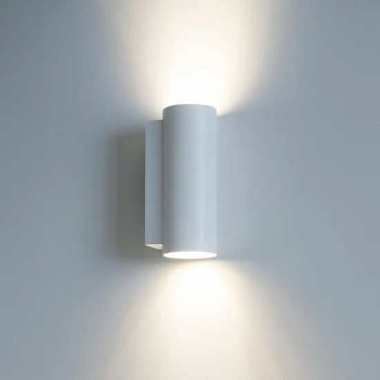 Birba linea light applique da parete doppia luce metallo bianco cilindrica