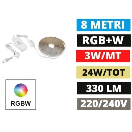 Bobina striscia led rgb 8mt 220v 3wmt da 2700k a 6500k eglo