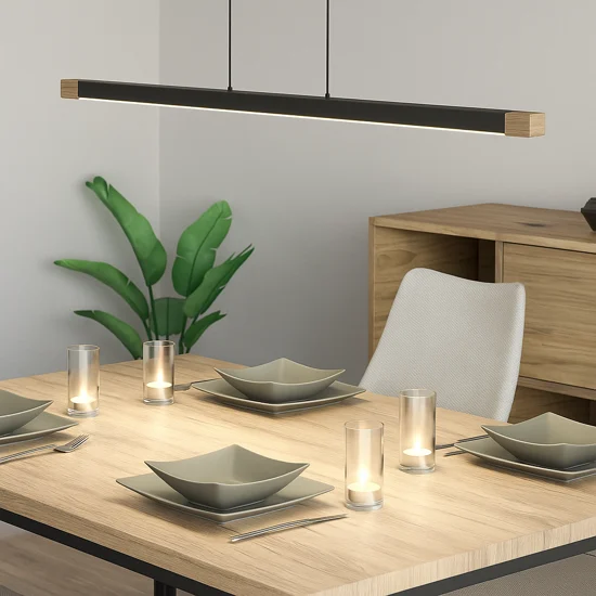Eglo lisciana lampadario effetto legno led 22w 3000k per tavolo sala da pranzo