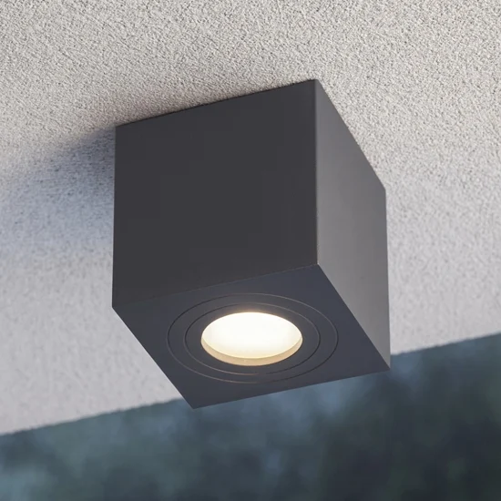 Faretto da esterno a soffitto cubo antracite gea luce