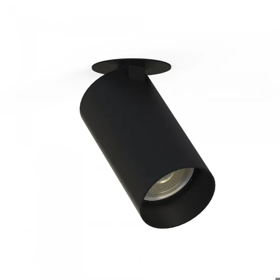 Faretto da incasso a soffitto cilindro nero orientabile