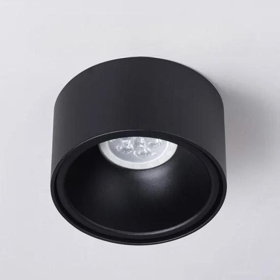Faretto rotondo nero da incasso a soffitto sporgente fp