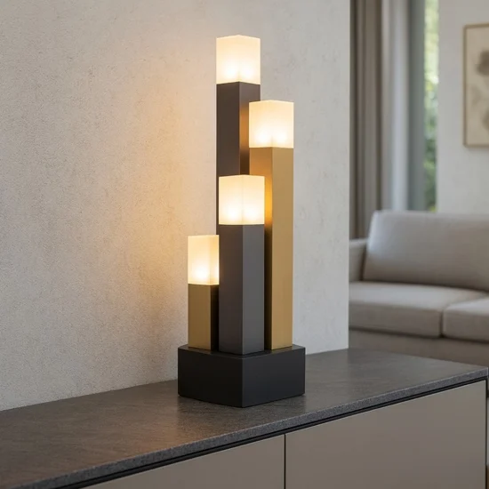 Lampada da tavolo nero marrone oro design moderna estanterios eglo