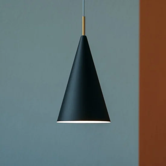 Lampada nera a sospensione moderna cono per isola miloox samoi