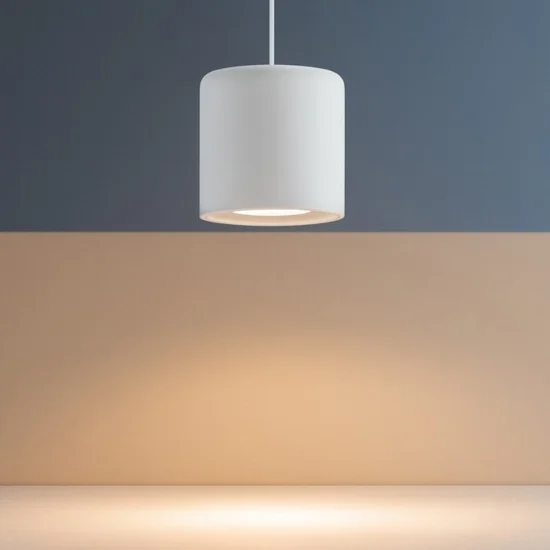 Lampada a sospensione cilindro bianco per isola