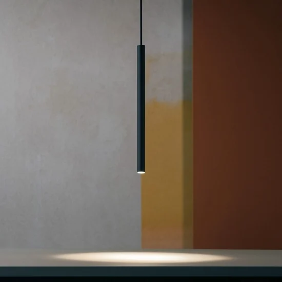 Lampada a sospensione cilindro sottile nero
