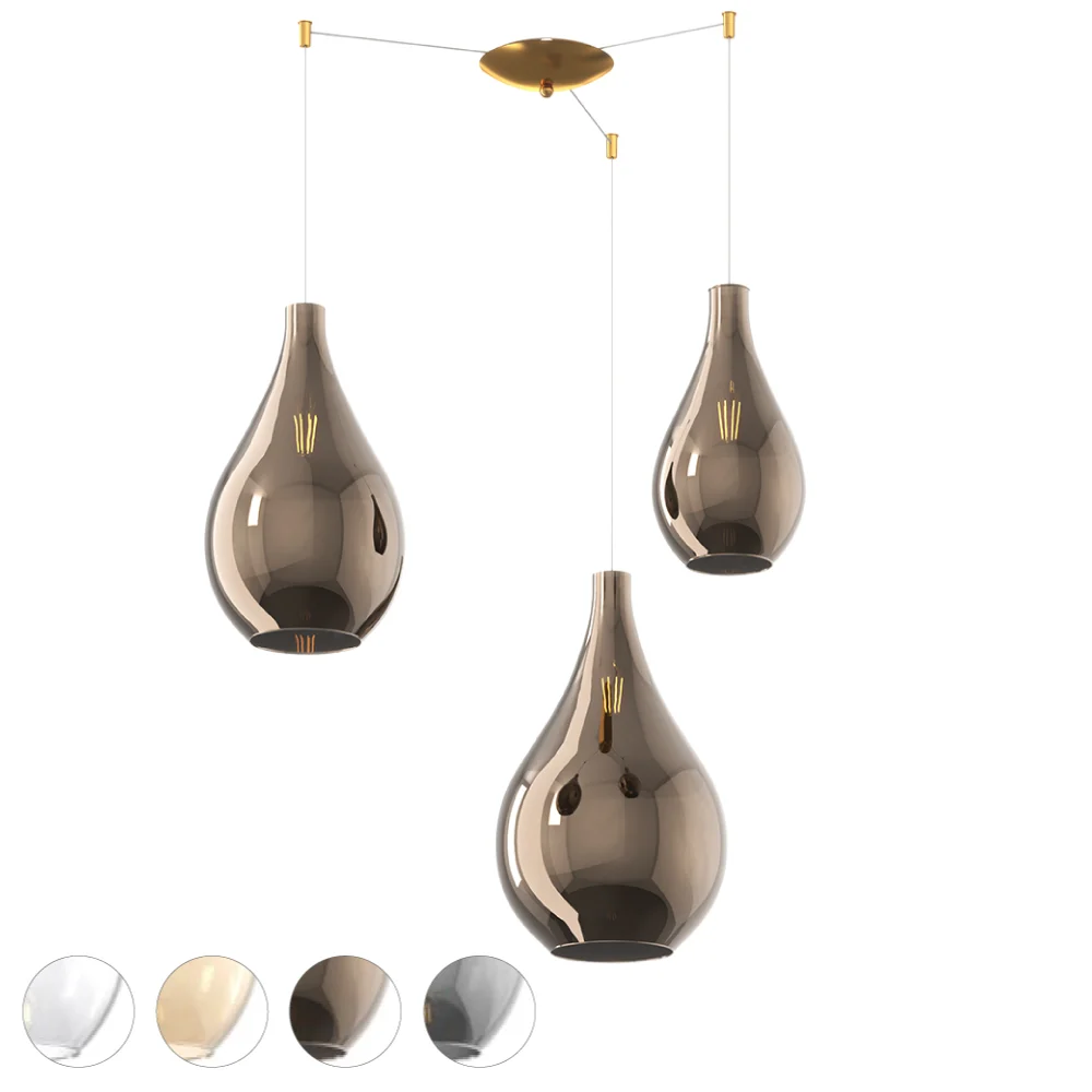 Lampada a Sospensione Decentrata TOP LIGHT – DROP 2.0 Alluminio Vetro 3 Luci