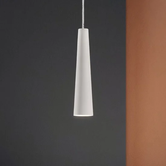 Lampada a sospensione di gesso bianco
