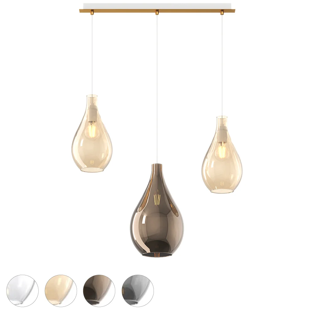 Lampada a Sospensione TOP LIGHT – DROP 2.0 Alluminio Vetro 3 Luci L. 66×21
