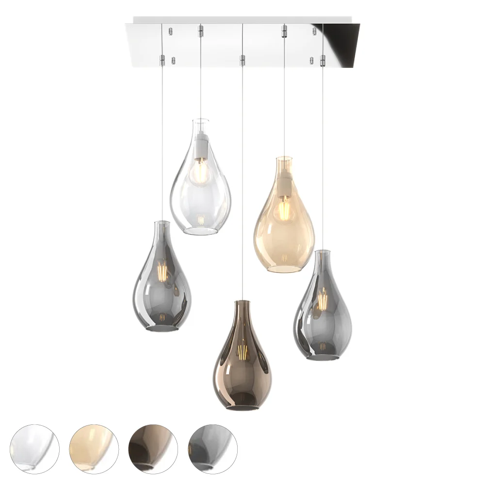 Lampada a Sospensione TOP LIGHT – DROP 2.0 Alluminio Vetro 5 Luci L. 60×40