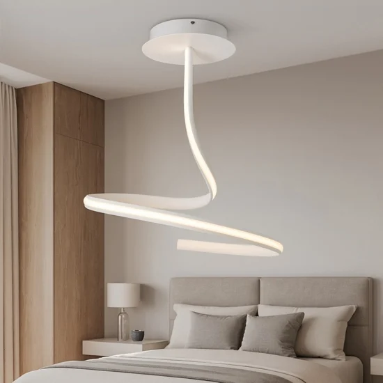 Lampadario camera da letto bianco led 20w 3000k design vivida ribbon