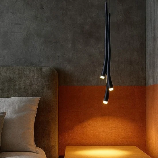 Lampadario camera da letto nera moderna led 16w fp