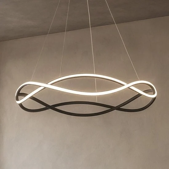 Lampadario design nero led dimmerabile per soggiorno moderno