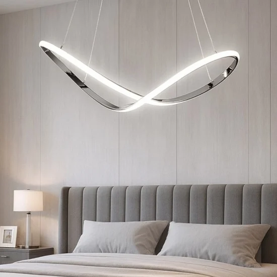 Lampadario design per camera da letto cromo led 45w 4500k