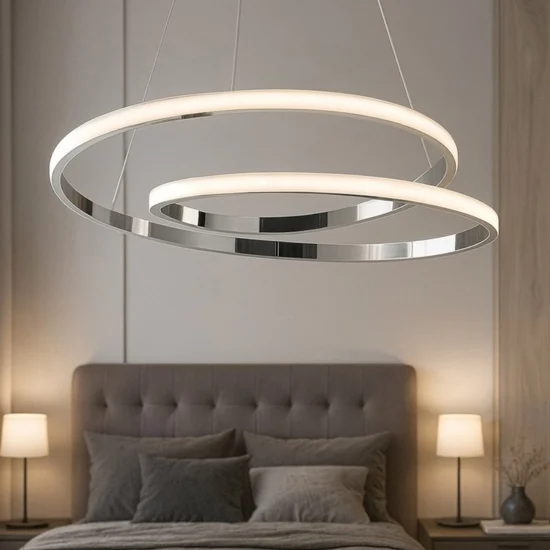 Lampadario famoso spirale per camera da letto cromo led 60w 4500k