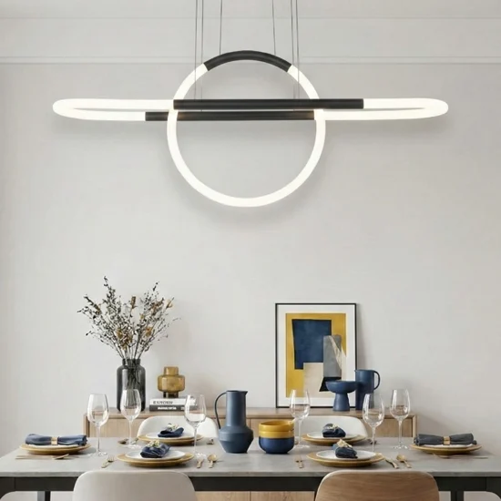 Lampadario a led design per soggiorno moderno nero 3000k fp