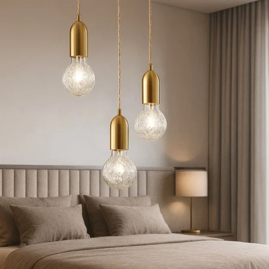 Lampadario per camera da letto oro grappolo 3 luci per camera da letto