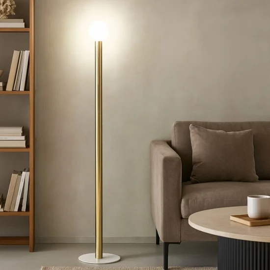Linea light birba fl lampada da terra tubolare oro moderna