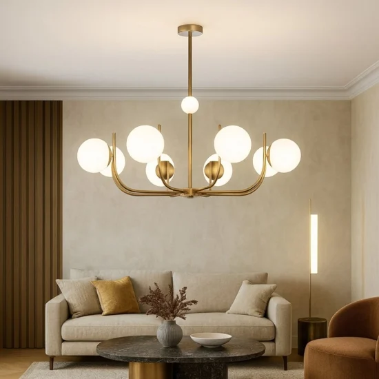 Maytoni lampadario oro ottone 8 luci per soggiorno salotto