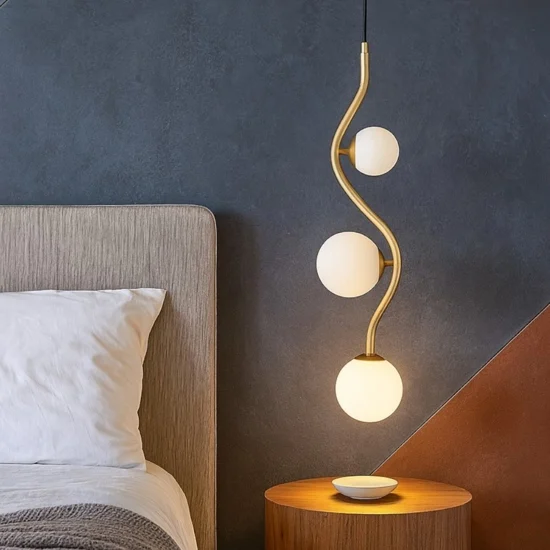 Maytoni lampadario pendente da comodino uva ondulato oro sfere vetro