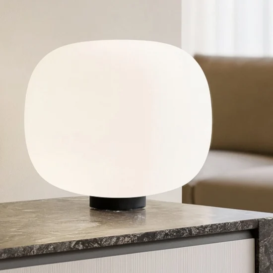 Miloox bombo lampada da tavolo moderna nera vetro bianco